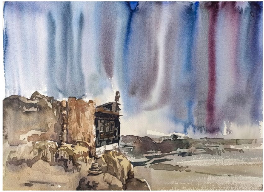 “云上”西藏主题四人画展在宝安图书馆展厅成功举办(图3)